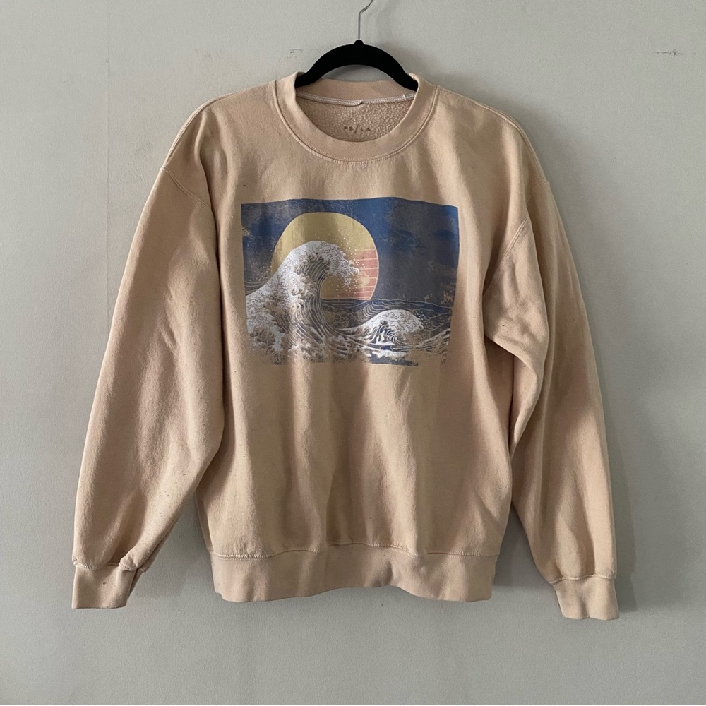 Pacsun wave graphic beige sweater